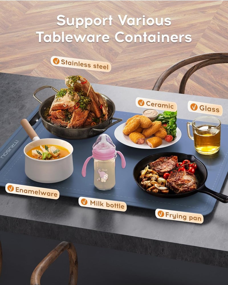 itrusou Electric Warming Tray - Whole-Surface Heating, Rollable & Portable, Premium Silicone Nano-Material, 3 Temperature Settings, Auto Shut-Off - Ideal for Gatherings, Parties, and Everyday Use - Image 4